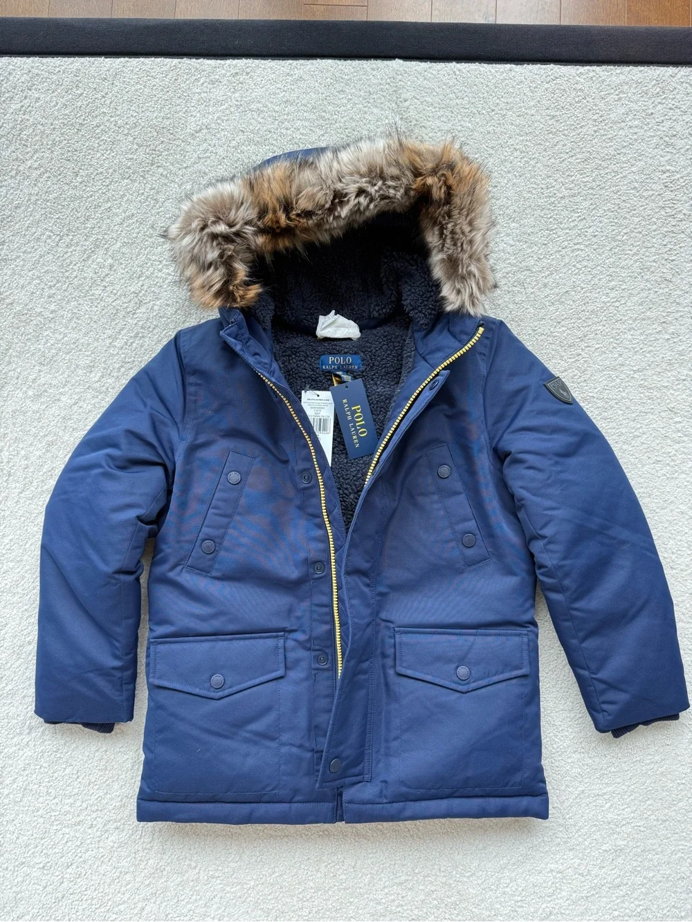 Ralph Lauren Boys' Faux Fur Trim Down Parka